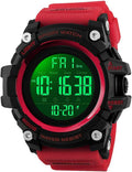 Men Sport Watch Countdown Stopwatch Watch Mens Wrist Watch Waterproof LED Electronic Digital Male Watch 12/24 Hour Multifunctional Watch