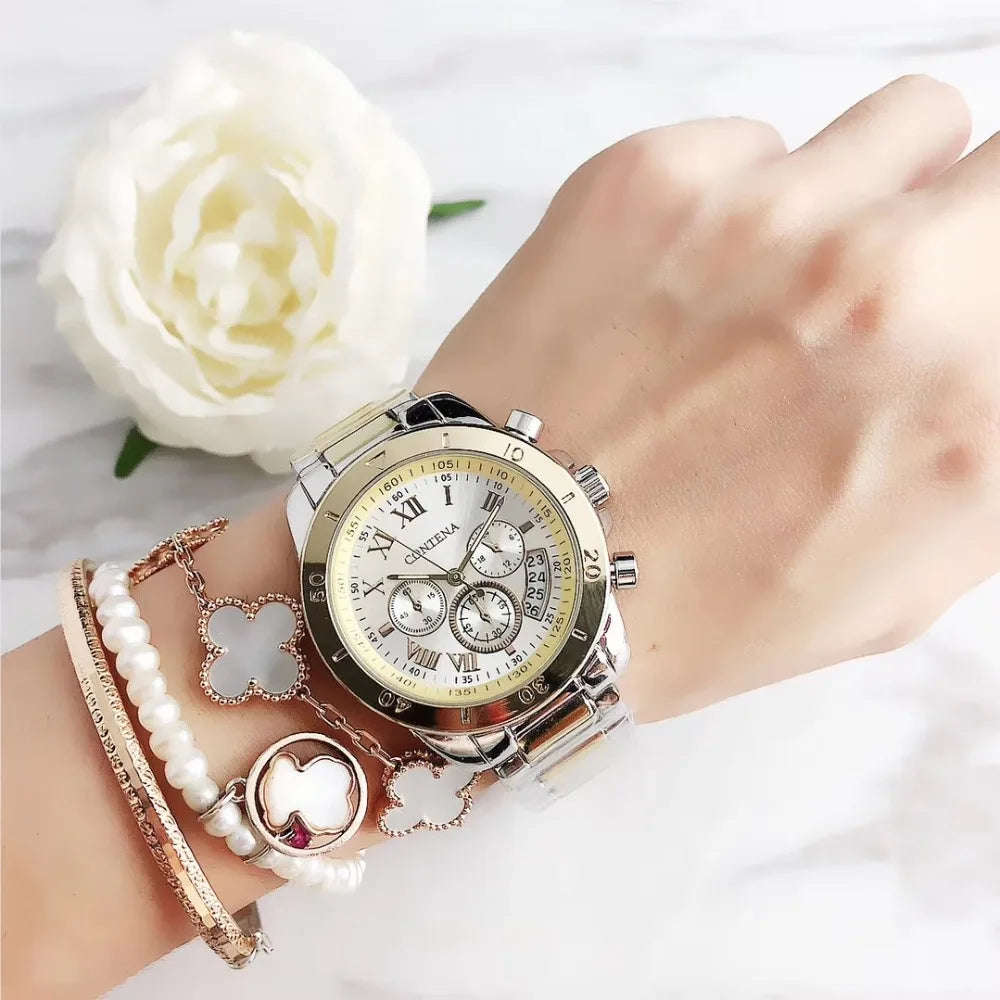 CONTENA Top Brand Luxury Watch for Women Fashion Stainless Steel Bracelet Women Quartz Watch Elegant Ladies Watch Reloj Mujer