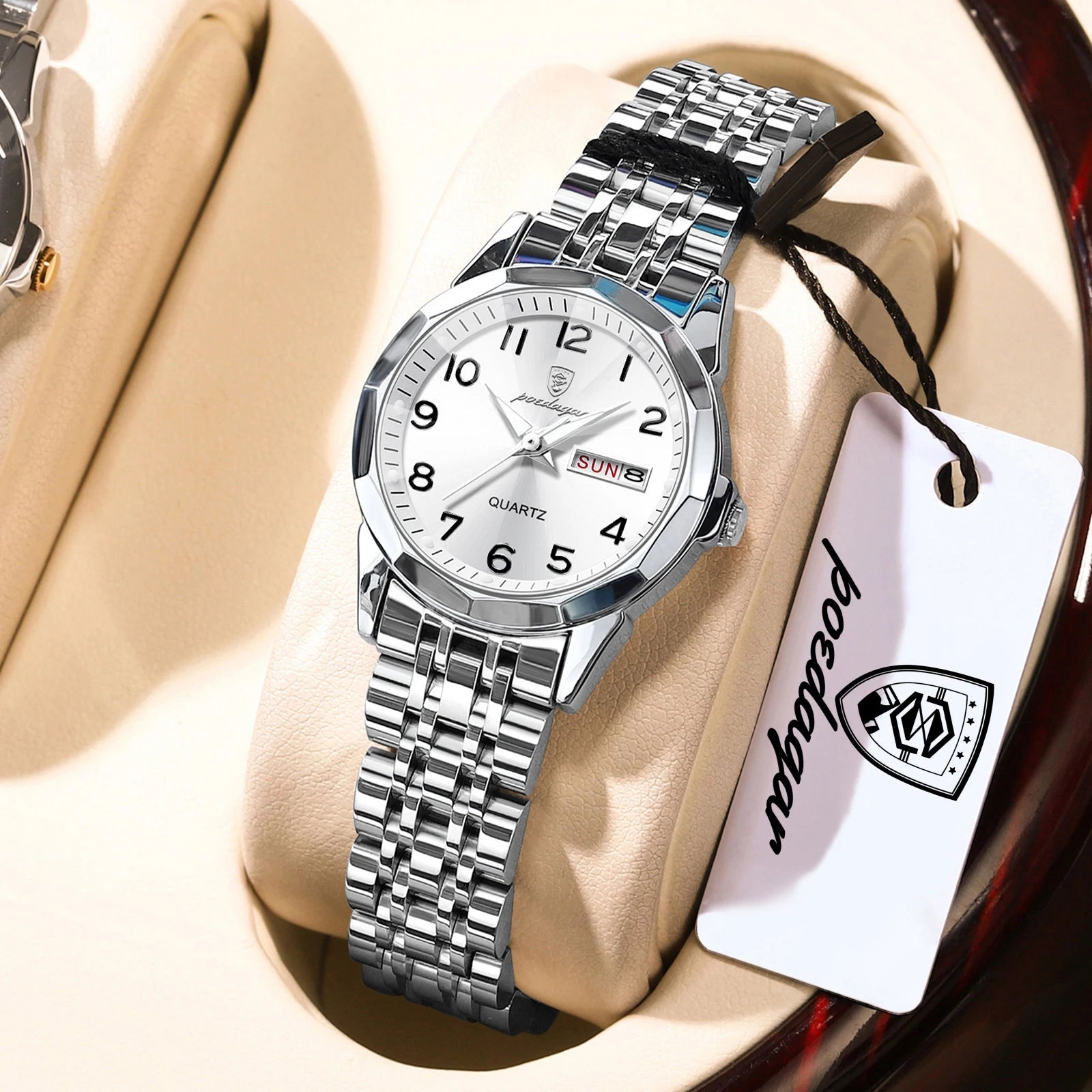 Elegant Ladies Watches Waterproof Luminous Date Week Watch for Woman High Quality Stainless Steel Quartz Women'S Watch