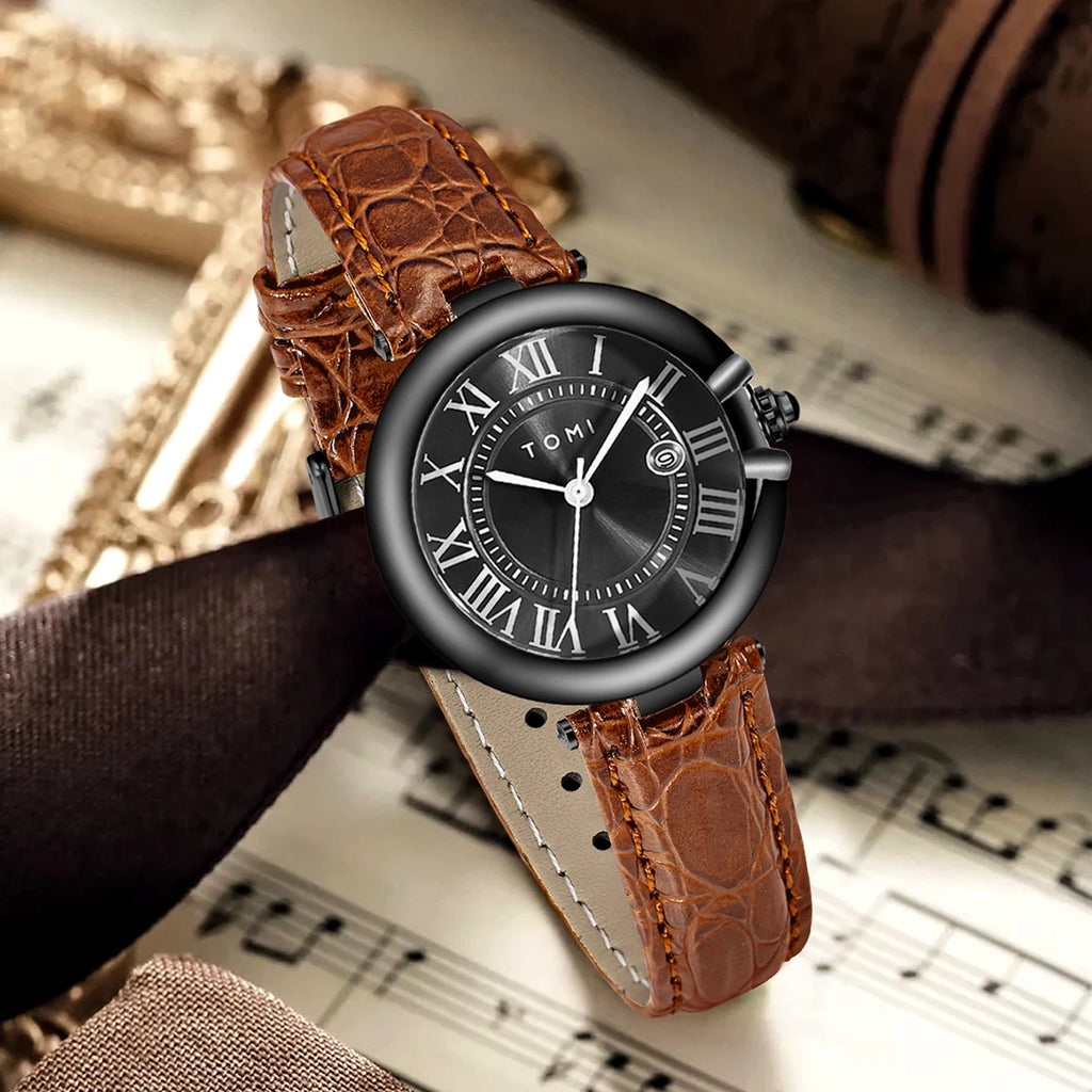 Simple Fashion Women'S Watch Elegant Women'S Style Luxury round Small Dial Calendar Belt Watch Holiday Gift Relogio Feminin