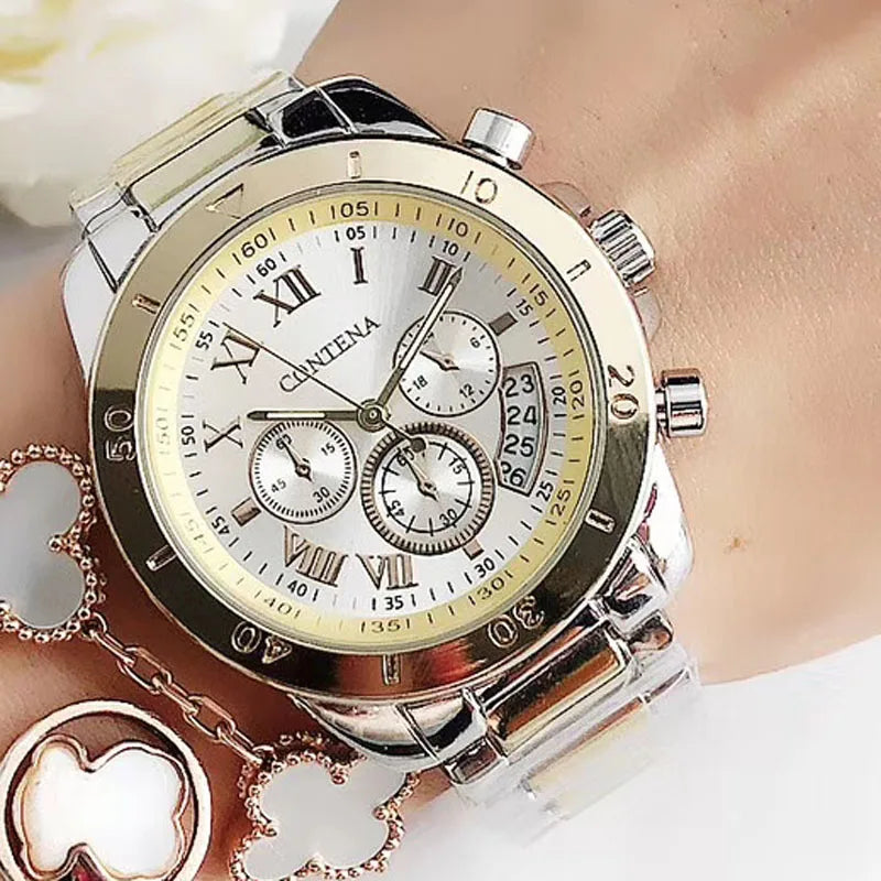 CONTENA Top Brand Luxury Watch for Women Fashion Stainless Steel Bracelet Women Quartz Watch Elegant Ladies Watch Reloj Mujer