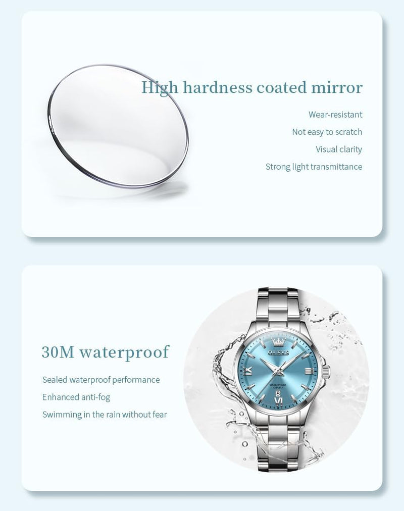 Watch Women Silver Stainless Steel Dress Analog Luminous Watch
