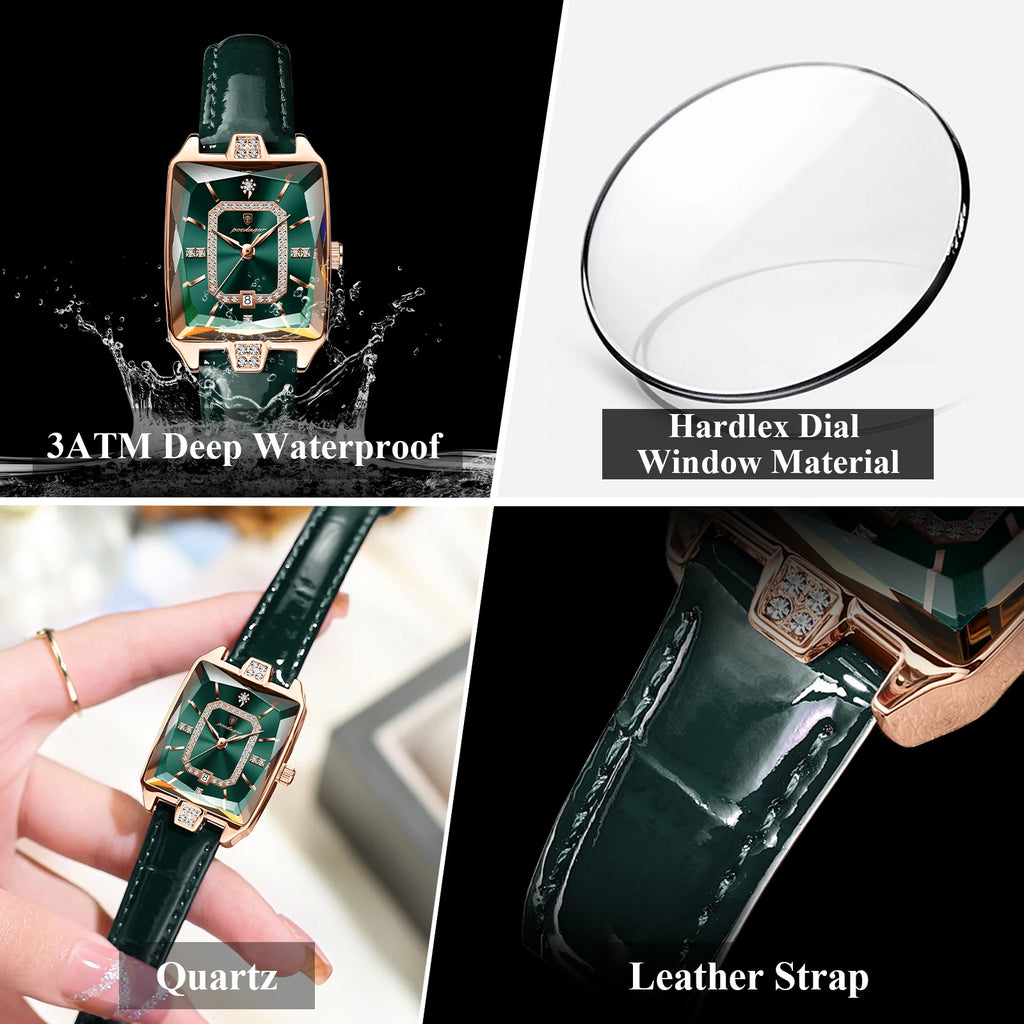 Rectangle Luxury Women'S Watches Waterproof Date Leather Woman Watch Elegant Fashion Quartz Women Wristwatch Reloj Gift