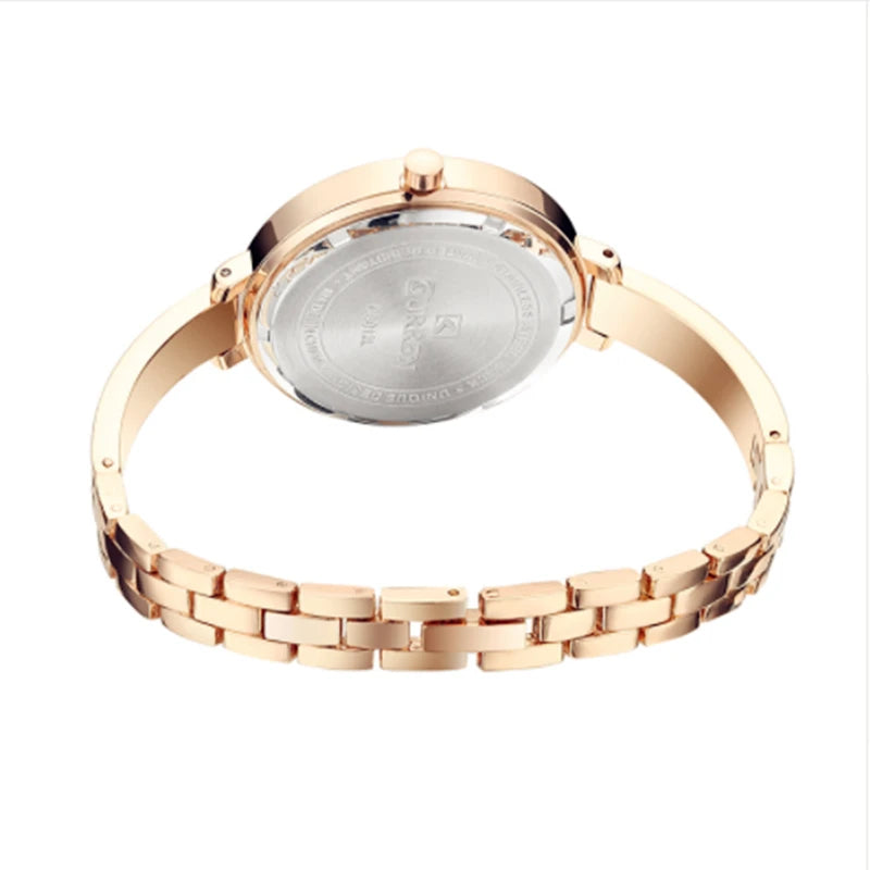 Fashion Gold Women Watches Stainless Steel Ultra Thin Quartz Watch Woman Romantic Clock Women'S Watches with Box