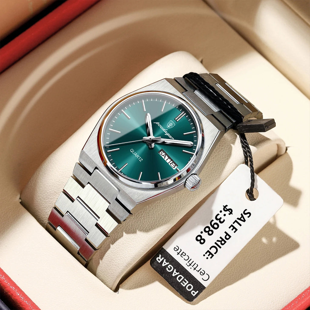 Top Luxury Woman Quartz Watch Waterproof Luminous Date Week Ladies Watch Stainless Steel Casual Elegant Women’S Watches