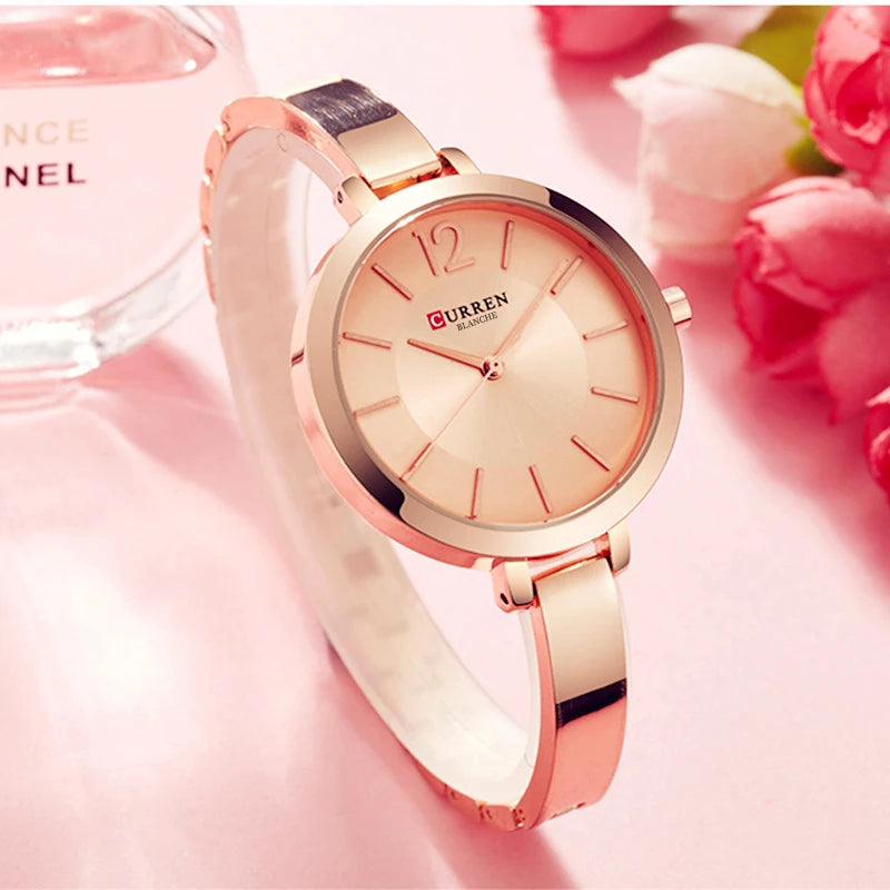 Fashion Gold Women Watches Stainless Steel Ultra Thin Quartz Watch Woman Romantic Clock Women'S Watches with Box