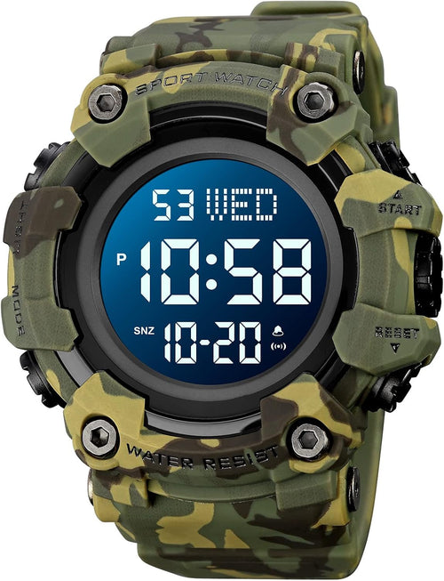 Men Sport Watch Countdown Stopwatch Watch Mens Wrist Watch Waterproof LED Electronic Digital Male Watch 12/24 Hour Multifunctional Watch