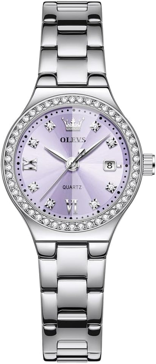 Women'S Casual Stainless Steel Watch, Small Wrist Simple Watch for Women, Elegant Diamond Roman Numerals Ladies Dress Watch