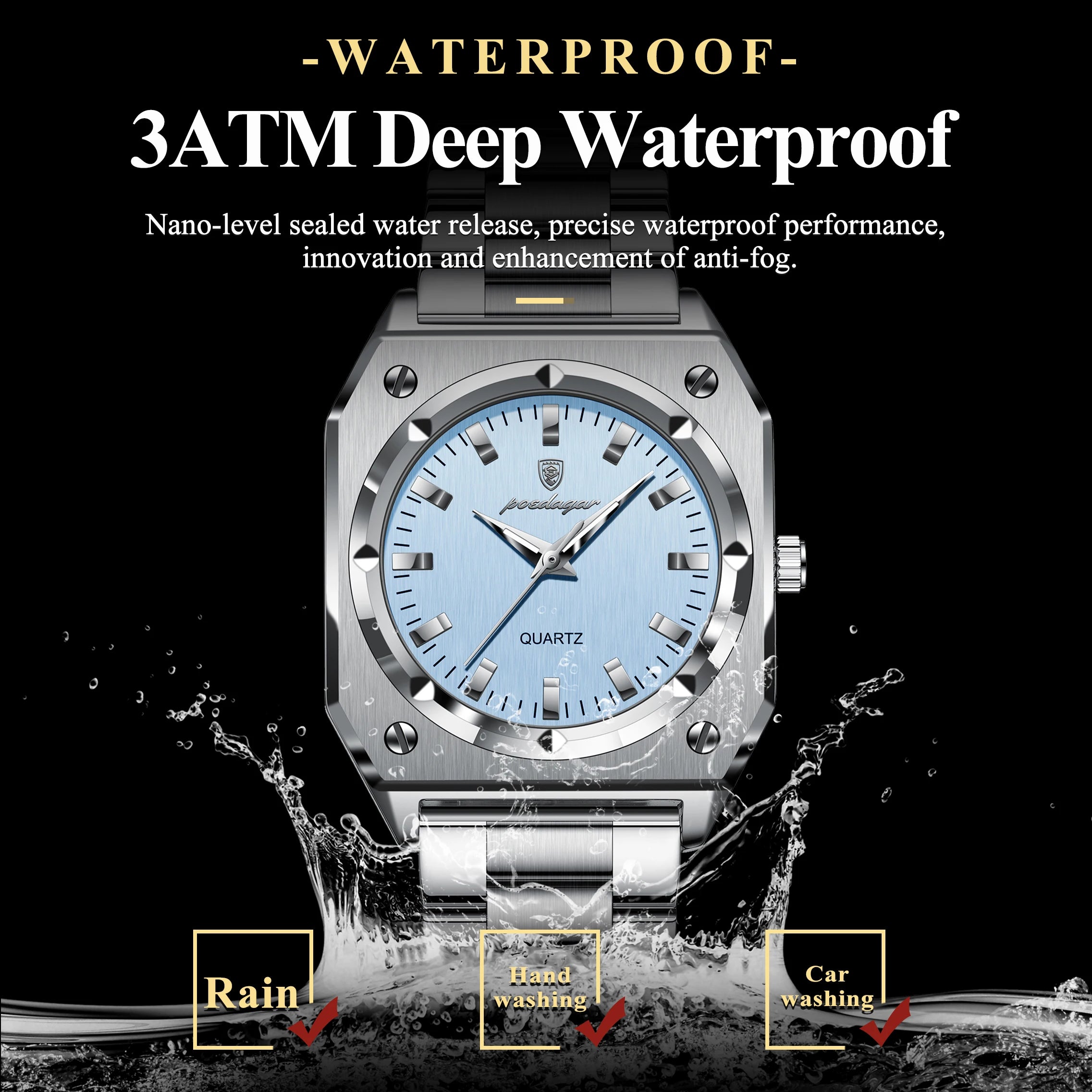 Square Luxury Ladies Watch Waterproof Stainless Steel Luminous Fashion Woman Watch Elegant Quartz Women'S Watches Reloj