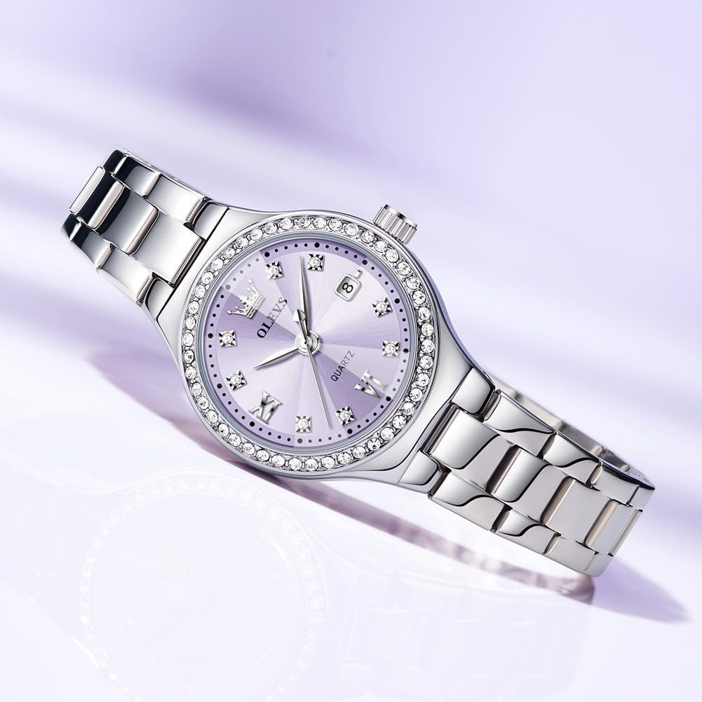 Women'S Casual Stainless Steel Watch, Small Wrist Simple Watch for Women, Elegant Diamond Roman Numerals Ladies Dress Watch