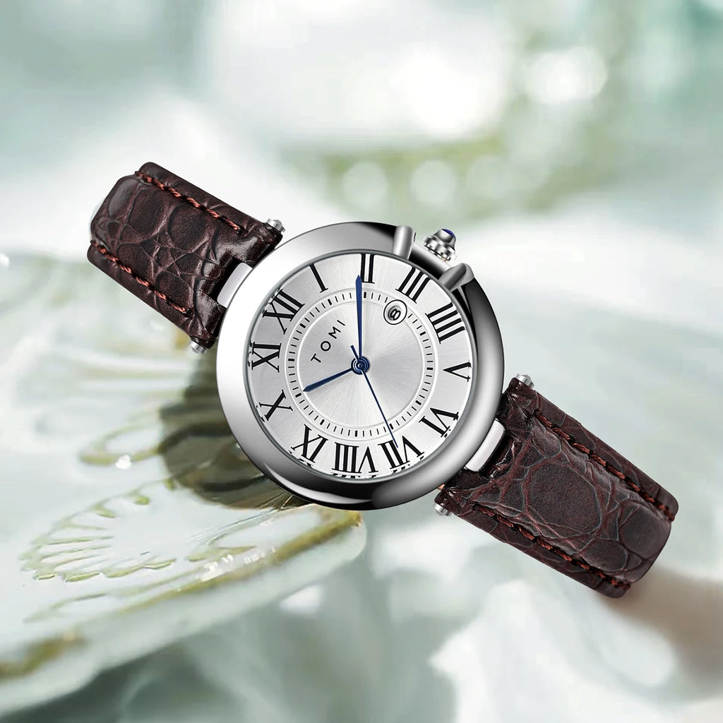 Simple Fashion Women'S Watch Elegant Women'S Style Luxury round Small Dial Calendar Belt Watch Holiday Gift Relogio Feminin