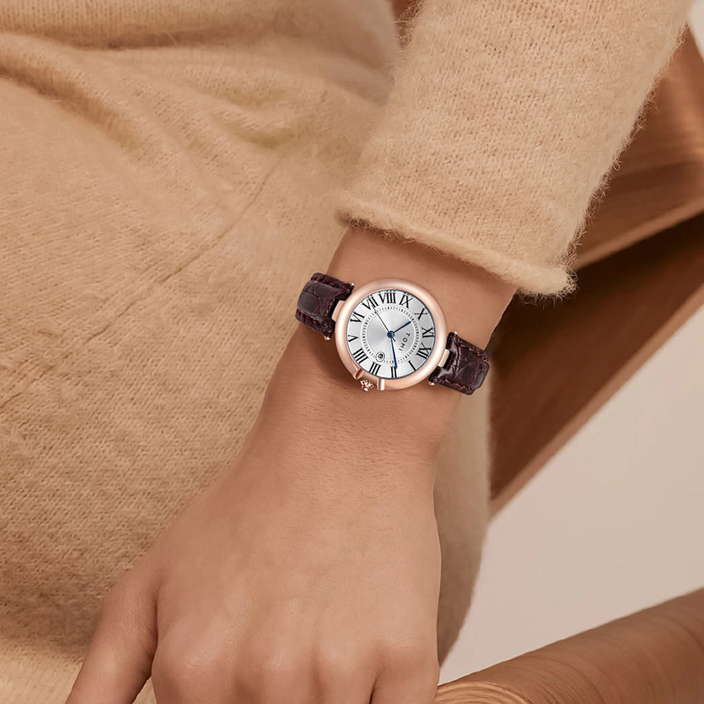 Simple Fashion Women'S Watch Elegant Women'S Style Luxury round Small Dial Calendar Belt Watch Holiday Gift Relogio Feminin