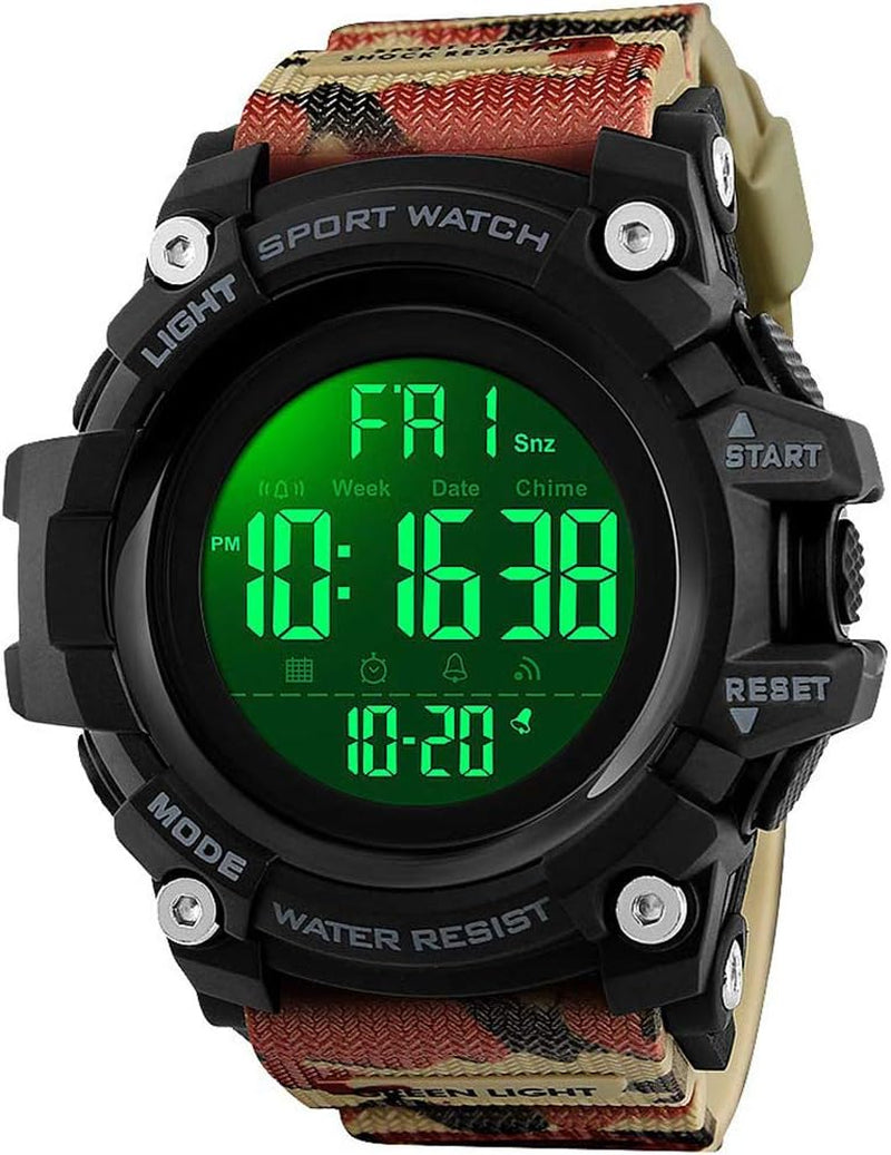 Men Sport Watch Countdown Stopwatch Watch Mens Wrist Watch Waterproof LED Electronic Digital Male Watch 12/24 Hour Multifunctional Watch