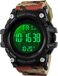 Men Sport Watch Countdown Stopwatch Watch Mens Wrist Watch Waterproof LED Electronic Digital Male Watch 12/24 Hour Multifunctional Watch