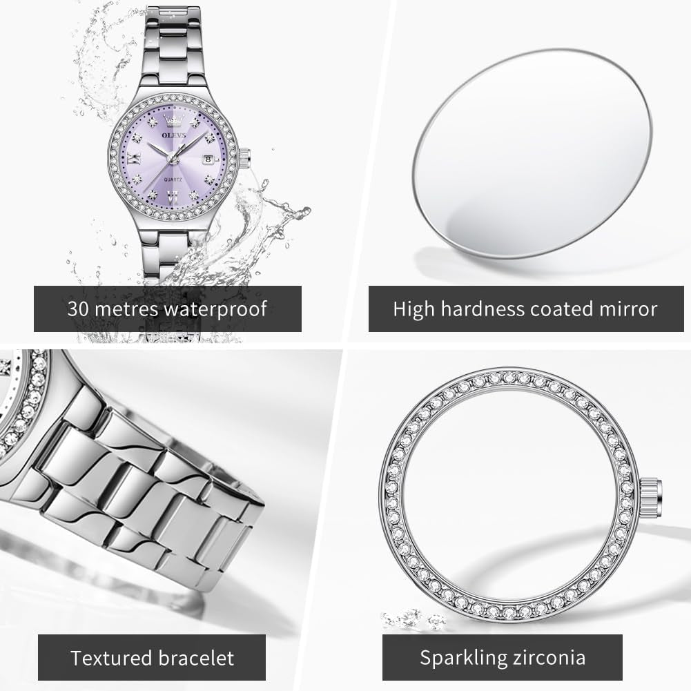 Women'S Casual Stainless Steel Watch, Small Wrist Simple Watch for Women, Elegant Diamond Roman Numerals Ladies Dress Watch