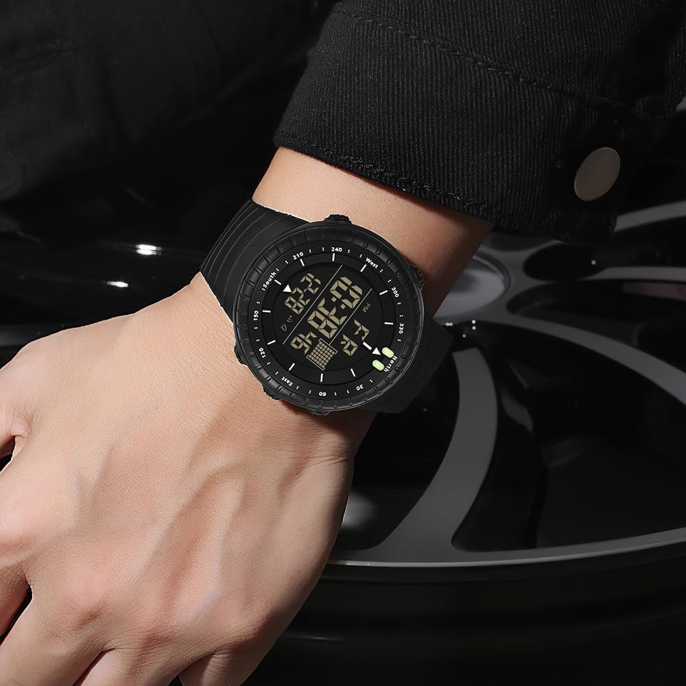 Men Sport Watch Countdown Stopwatch Watch Mens Wrist Watch Waterproof LED Electronic Digital Male Watch 12/24 Hour Multifunctional Watch