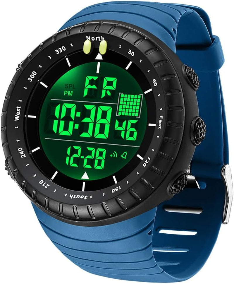 Men Sport Watch Countdown Stopwatch Watch Mens Wrist Watch Waterproof LED Electronic Digital Male Watch 12/24 Hour Multifunctional Watch