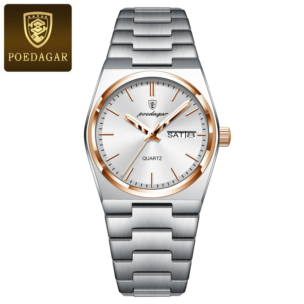 Top Luxury Woman Quartz Watch Waterproof Luminous Date Week Ladies Watch Stainless Steel Casual Elegant Women’S Watches
