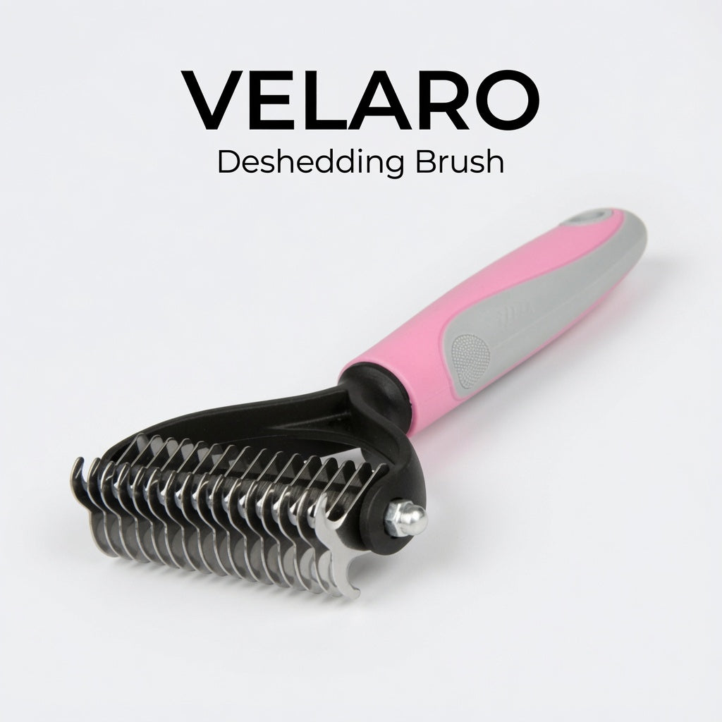Grooming Brush for Pet Dog Cat Deshedding Tool Rake Comb Fur Remover Reduce 2-Side Dematting Tool for Dogs Cats Pets Grooming Brush Double Sided Shedding and Dematting Undercoat Rake Hair Removal Comb