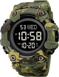 Men Sport Watch Countdown Stopwatch Watch Mens Wrist Watch Waterproof LED Electronic Digital Male Watch 12/24 Hour Multifunctional Watch