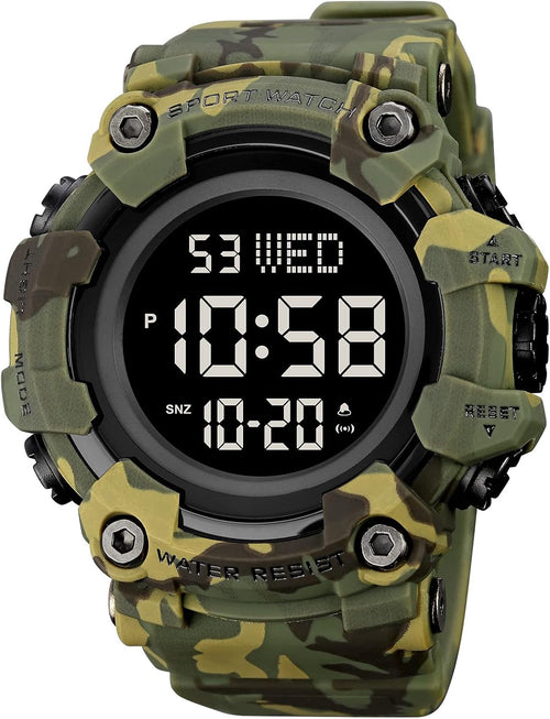 Men Sport Watch Countdown Stopwatch Watch Mens Wrist Watch Waterproof LED Electronic Digital Male Watch 12/24 Hour Multifunctional Watch