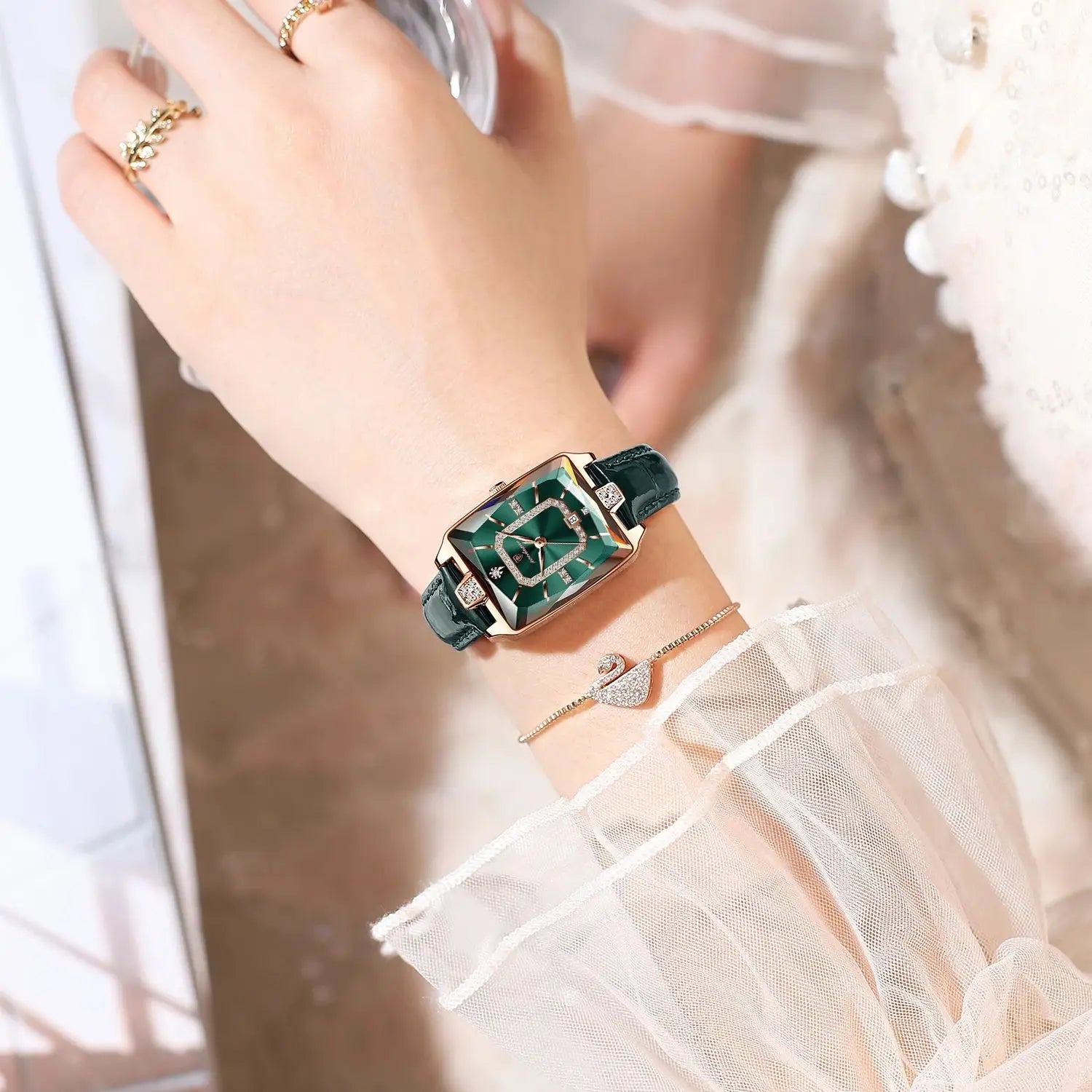 Rectangle Luxury Women'S Watches Waterproof Date Leather Woman Watch Elegant Fashion Quartz Women Wristwatch Reloj Gift