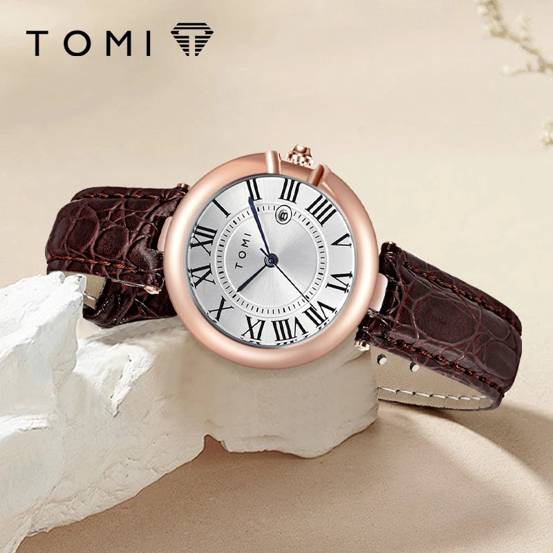 Simple Fashion Women'S Watch Elegant Women'S Style Luxury round Small Dial Calendar Belt Watch Holiday Gift Relogio Feminin