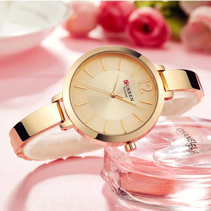 Fashion Gold Women Watches Stainless Steel Ultra Thin Quartz Watch Woman Romantic Clock Women'S Watches with Box