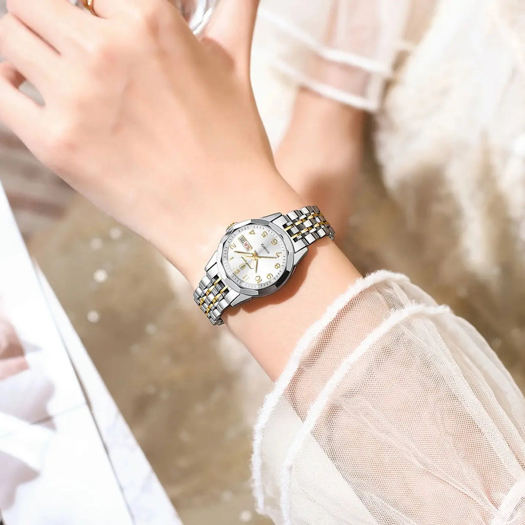 Elegant Ladies Watches Waterproof Luminous Date Week Watch for Woman High Quality Stainless Steel Quartz Women'S Watch