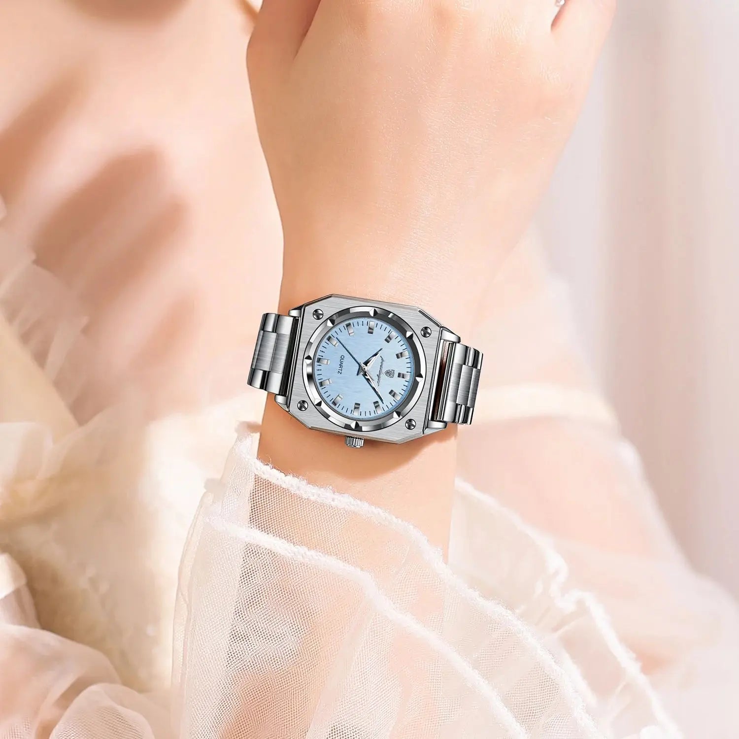 Square Luxury Ladies Watch Waterproof Stainless Steel Luminous Fashion Woman Watch Elegant Quartz Women'S Watches Reloj