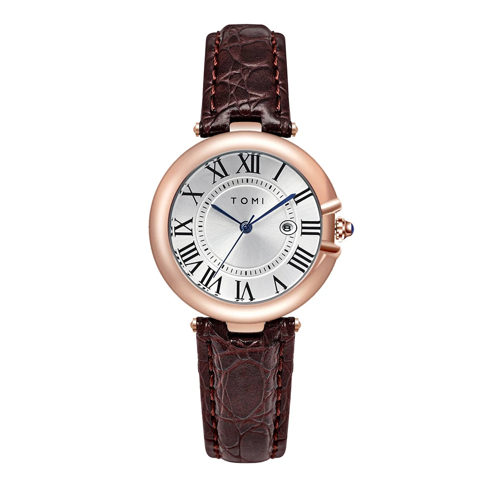 Simple Fashion Women'S Watch Elegant Women'S Style Luxury round Small Dial Calendar Belt Watch Holiday Gift Relogio Feminin