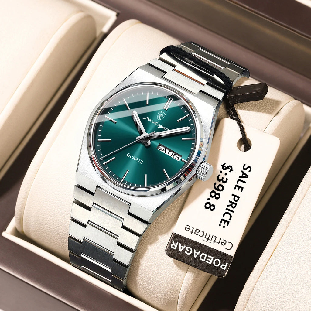 Top Luxury Woman Quartz Watch Waterproof Luminous Date Week Ladies Watch Stainless Steel Casual Elegant Women’S Watches