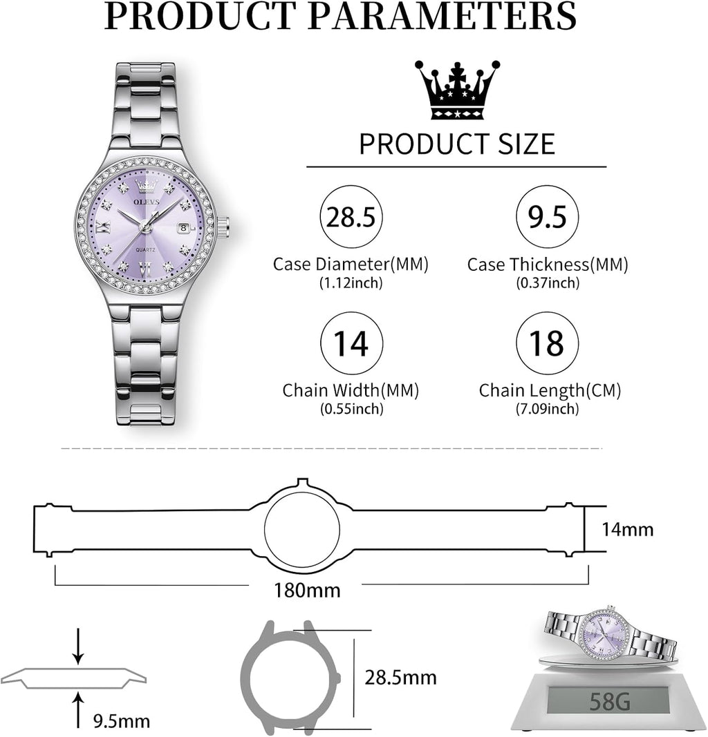 Women'S Casual Stainless Steel Watch, Small Wrist Simple Watch for Women, Elegant Diamond Roman Numerals Ladies Dress Watch