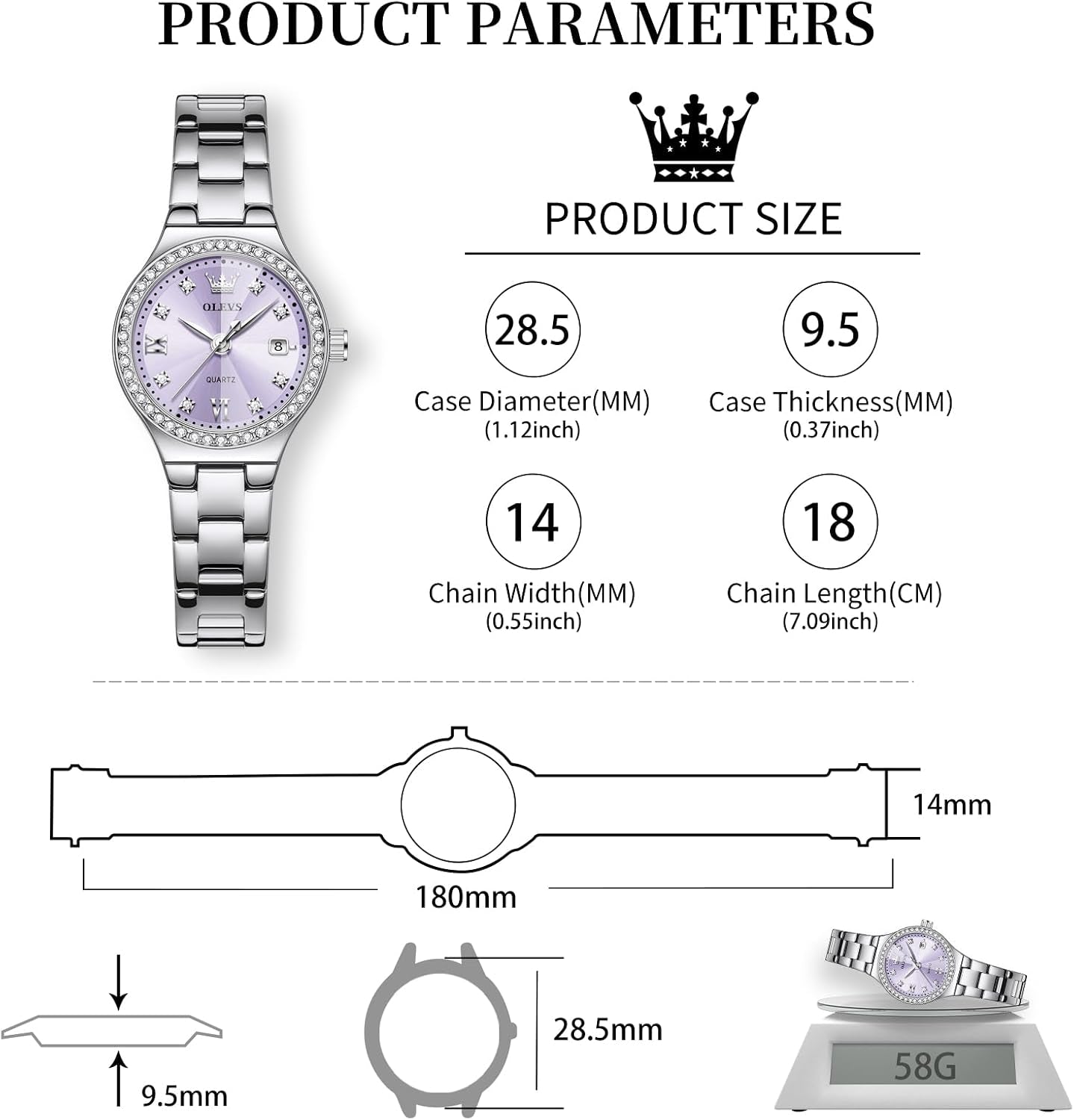 Women'S Casual Stainless Steel Watch, Small Wrist Simple Watch for Women, Elegant Diamond Roman Numerals Ladies Dress Watch