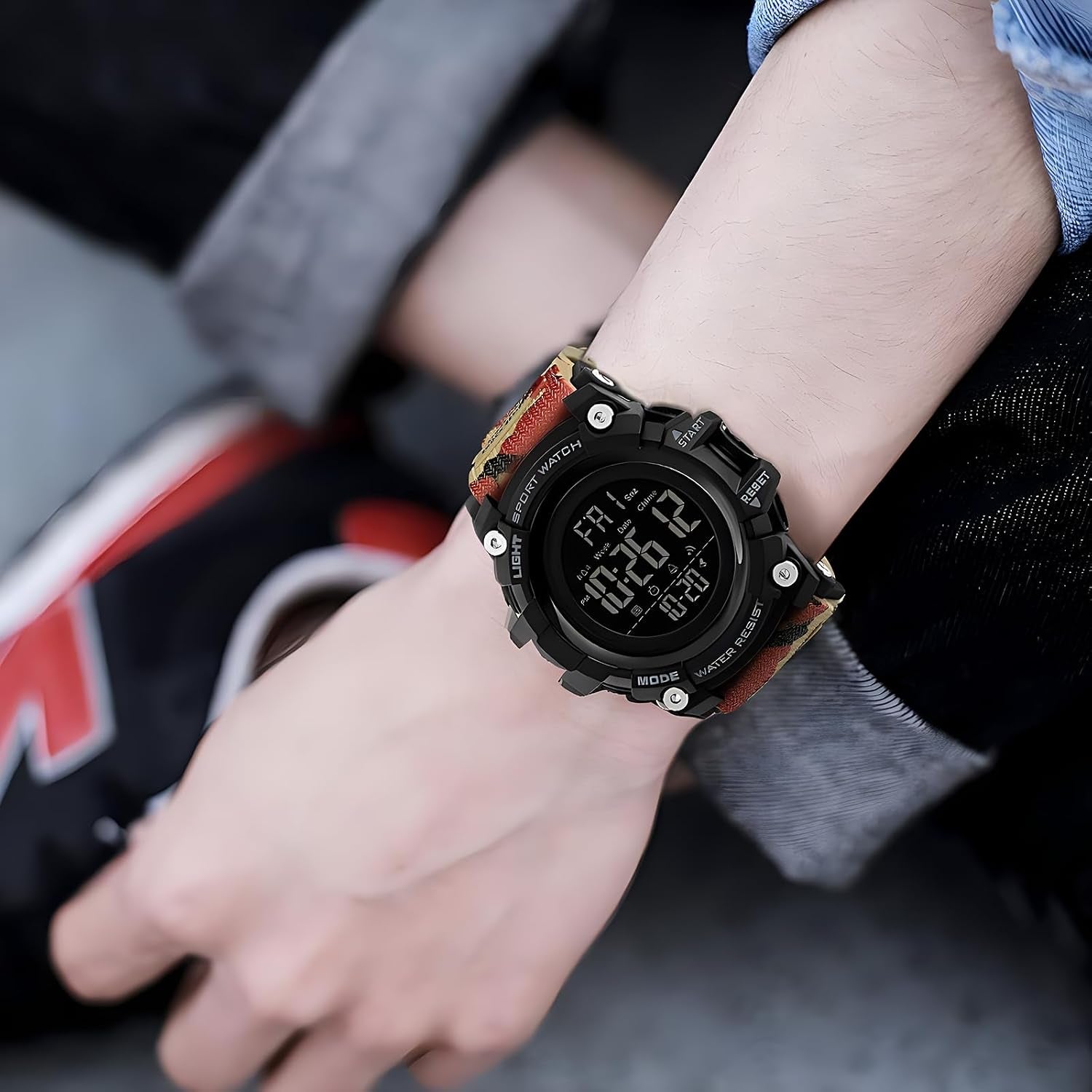 Men Sport Watch Countdown Stopwatch Watch Mens Wrist Watch Waterproof LED Electronic Digital Male Watch 12/24 Hour Multifunctional Watch