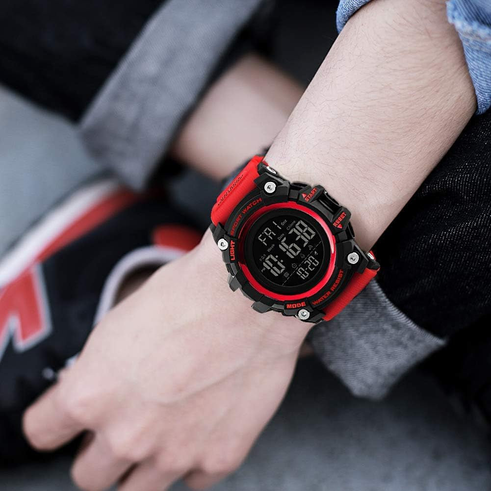 Men Sport Watch Countdown Stopwatch Watch Mens Wrist Watch Waterproof LED Electronic Digital Male Watch 12/24 Hour Multifunctional Watch